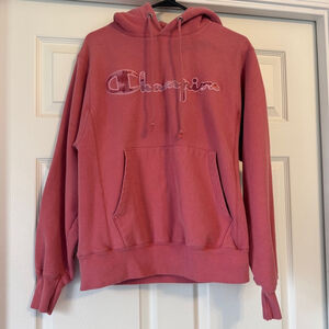 Vintage 1980’s Reverse Weave Women's Champion Hoodie, Small, Pink Rose